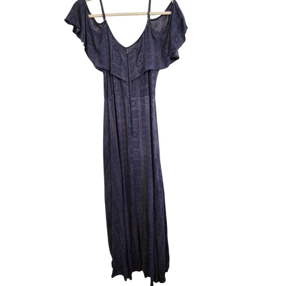 Rewind Hi Low Maxi Dress Blue and White Size M - Picture 4 of 5